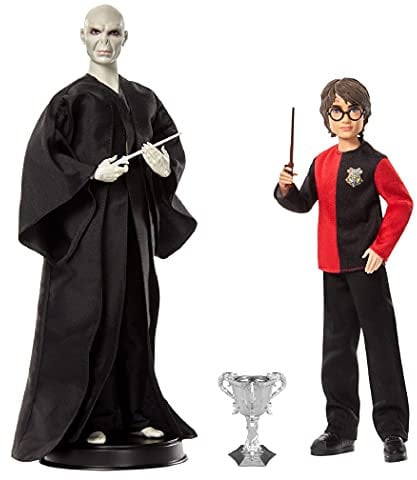 Mattel Harry Potter HCJ33 - Sammlerpuppe 2er Pack, Geschenkset mit Voldemort-Puppe (ca. 30 cm), Harry Potter-Puppe (ca. 26 cm), mit Kleidung und Zauberstäben nach Vorlage der Filme, ab 6 Jahren