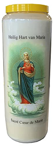 Sacro cuore di Maria Candela di preghiera a vasetto Novena 18 x 7 cm 100% Vegetale Combustione 9 giorni - 216 ore