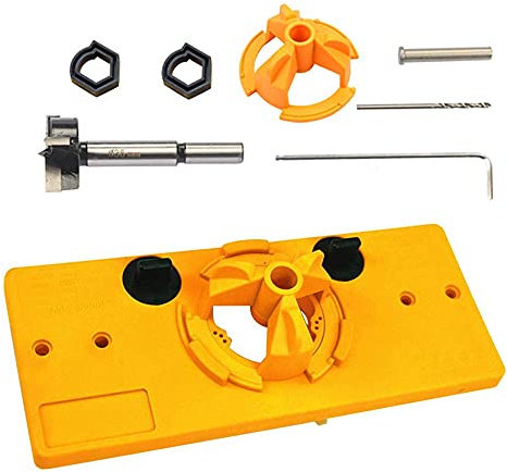 Hinge Hole Saw Jig Drilling 35mm Hinge Drilling Jig + 35mm Forstner Drill Bit for Woodworking Tools for Cabinet Door Installation