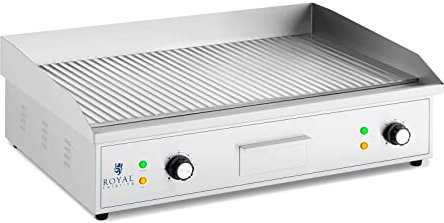 Royal Catering RCPG 51 Plancha eléctrica fry-top doble 700 x 400 mm Ondulada 4400 W Plancha de cocina Plancha industrial para cocinar