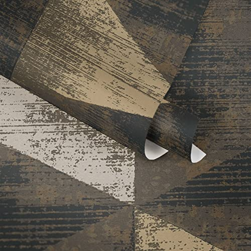 A.S. Création 3D Tapete Schwarz Weiß 383532 Vliestapete Leicht Gold Glänzend für Wohnzimmer 10,05x0,53m 383532, Schwarz, Braun