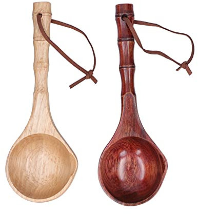 Cucchiaio di Legno,Manico Lungo Naturale Cucchiai di Zuppa di legno Set,Utensile da Cucina in Stile Giapponese,per Famiglia, Ristorante, Hotel