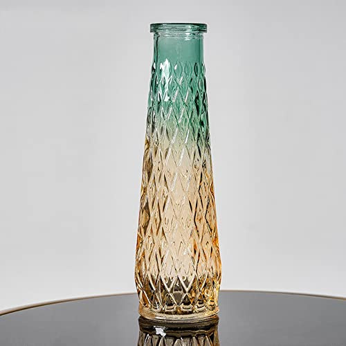 Cutfouwe Kleine Glasvase Gold - Blumenvase Vintage Farbverlauf Relief Vase Hochzeiten Tischdeko - Vase für Pampasgras - Handmade Vasen Deko,D