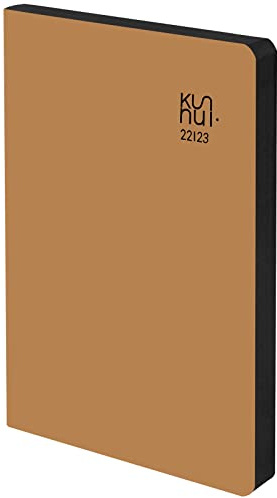 Kalender 2022 2023 - Lederfaserstoff - Clay - Wochenansicht - A5-15 x 21 cm - Sprache: Spanisch - Englisch - Inklusive zwei Registerbändern und Aufklebern - Kunnui