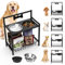 Lewondr Gamelle Surélevée pour Chien, 4 Hauteurs Réglables Bol pour Chien Surélevé, Antidérapants Porte-Gamelle Chien avec 2 Gamelles en Acier Inoxydable et 1 Gamelle Anti Glouton Chien Grande Taille