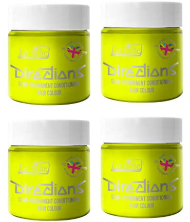 4 x La Riche Directions Semi-Permanent Hair Color Bote de 100 ml (Fluorescent Yellow)