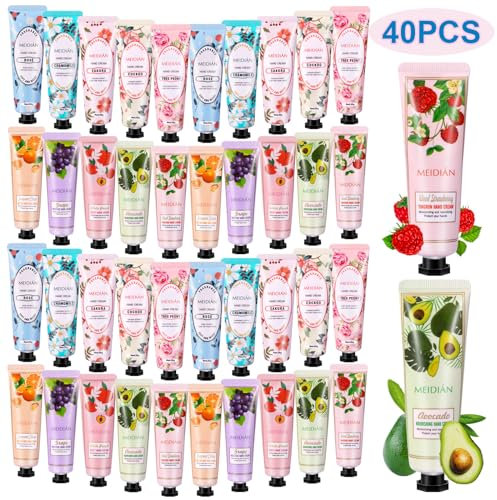 40 Pack Handcreme Set, Mini Handcreme Damen Geschenkset, Trockene Rissige Hände Fuß Feuchtigkeitscreme für den Winter, Körpercreme Geschenkset für Muttertag Weihnachten Geburtstagsgeschenke