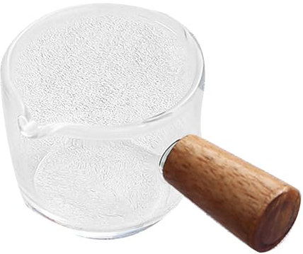 Jeffergarden Mini Tasse à Mesurer en Verre de 50 Ml avec Manche en Bois, Verre à Doseur gradué pour café et Crème au Lait