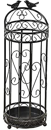 Generisch Regenschirm-Eimer, Schirmständer, antiker runder Schirmständer, Scroll-Vogel-Dekor, Golfschläger, Trekkingstöcke, Aufbewahrungsregal für den Eingangsbereich mit Abtropfschale, 21 x