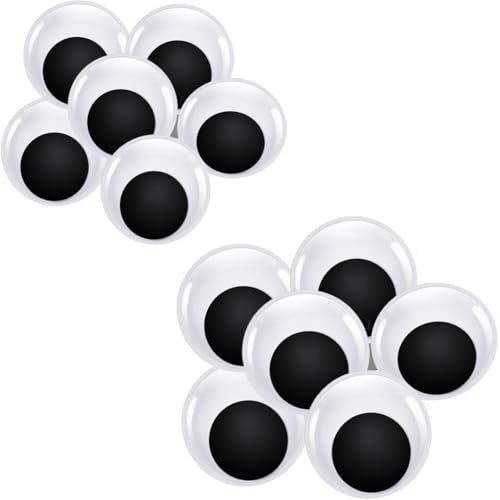 16 Stück Selbstklebende Wackelaugen groß 40/50mm Kulleraugen Selbstklebend Kunststoff Augen zum Basteln Puppe Augen Schwarz Bastelaugen Big Wiggle Googly eyes figür DIY Kunsthandwerk Dekoration