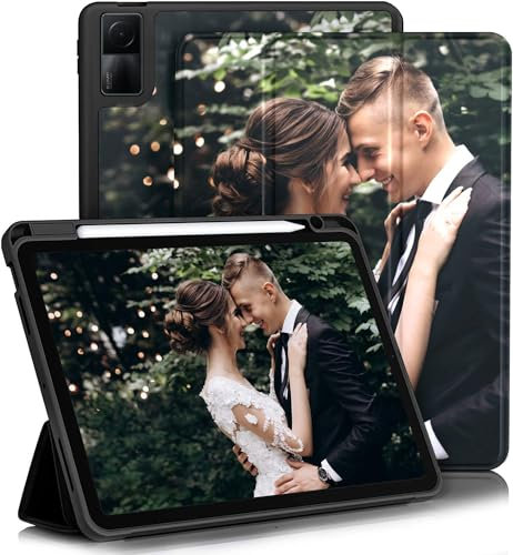 Sunrive Personalizzate Pelle Cover compatibile con Xiaomi Redmi Pad 10,61 2022,progettata con supporto ripiegabile,personalizzabile tablet case con Foto Testi Frase Logo e Grafiche Personalizzata