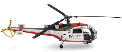 Herpa Hubschrauber Polizeifliegerstaffel Nordrhein-Westfalen Sud Aviation SA 319 Alouette III, Miniatur im Maßstab 1:72, Sammlerstück, Modellfahrzeug ohne Standfuß, Metall
