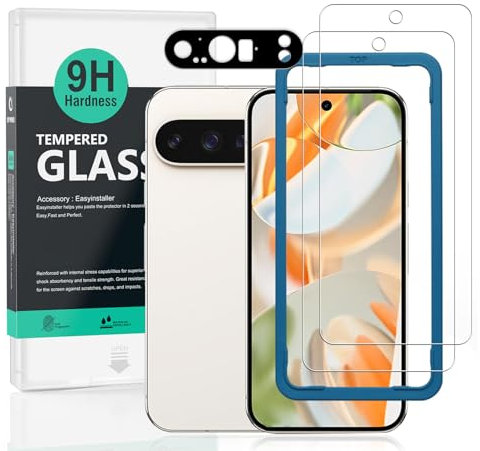 Ibywind 2 Pièces Verre Trempé pour Google Pixel 9 Pro 5G 6,34,9H Dureté Protection écran,avec 1 Pièce Protection Caméra,Facile à installer