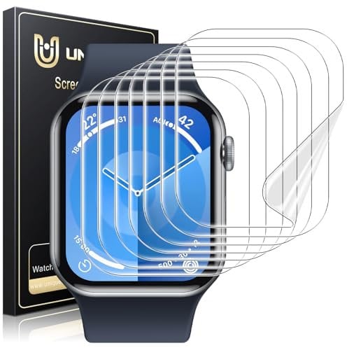 UniqueMe Protector de Pantalla para Apple Watch Series 10 46 mm - 8 Pack, TPU Film HD Flexible Protector,Sin Burbujas