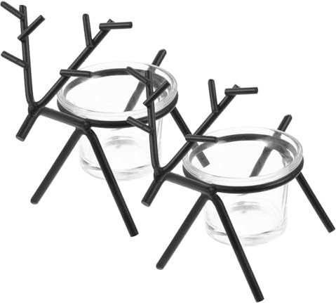 FUNOMOCYA 2pcs Iron Deer Candlestick Holder Nordic Tealight Holder for Candles Finish Home Decor for Wedding Party