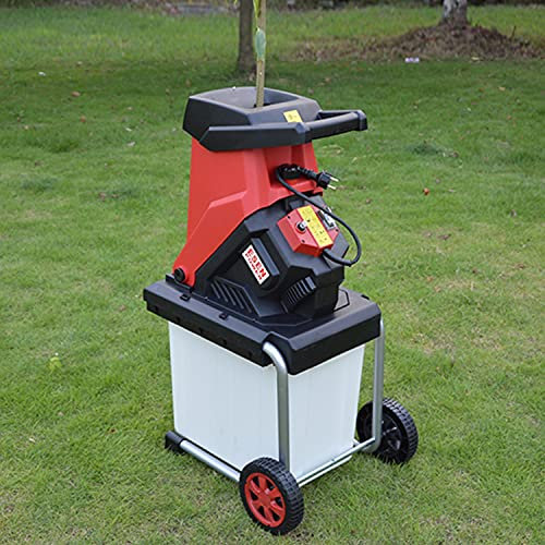 JMOZHCD Broyeur de Bois électrique Multifonctionnel, broyeur de Jardin à Roues avec boîte de Rangement de 45 L, capacité de Coupe maximale de 1.57 Pouces