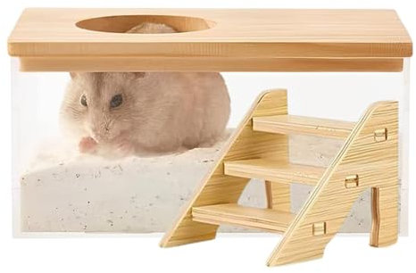Conteneur De Sable De Bain Pour Hamster – Conteneur De Sable De Bain Transparent Et Spacieux Pour Animaux De Compagnie | Boîte De Bain Pour Petits Animaux En Bois | Toilettes Pour Gerbilles | Baignoir