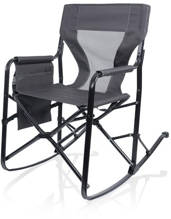 PICNIC TIME Woodland Schaukelstuhl Campingstuhl mit Aufbewahrungsbehälter, Campingstuhl für Erwachsene, Anthrazitgrau