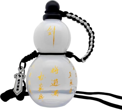 ZVUTRCUV Mitología negra Botella de agua de calabaza de Wukong, gran capacidad. Diseño de tapón de rosca reutilizable a prueba de fugas (Blanco)