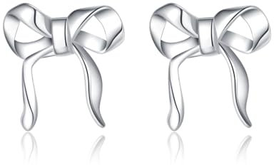 SLUYNZ 925 Sterling Silber kleine Schleife Ohrstecker Ohrringe für Damen Schleife Band Ohrringe Ohrstecker Schleife Knoten Ohrringe (A-Silber)