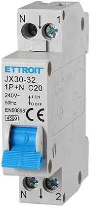 Ixtrima Interruttore Magnetotermico automatico 1P+N 20A C20 220V 4.5kA, occupa 1 modulo
