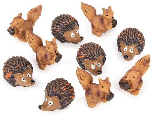 Logbuch-Verlag 10 mini Tierfiguren Igel Eichhörnchen Frühling Ostern Herbst Deko Streudeko Bastelzubehör 2,5 cm Streuteile Waldtiere Wald-Deko
