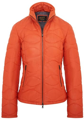Infinity Leather Puffer Warme Gesteppte Damen-Bomberjacke aus Leder
