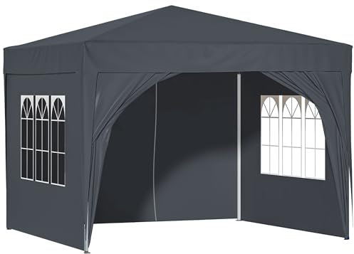 Thanaddo Pavillon 3x3m mit 4 Seitenwänden & Tragetasche, Stabil Faltpavillon mit extra 4 Sandsäcke, Wasserdicht Winterfest Gartenpavillon, UV Schutz Partyzelt für Garten Outdoor Camping, (Grau)