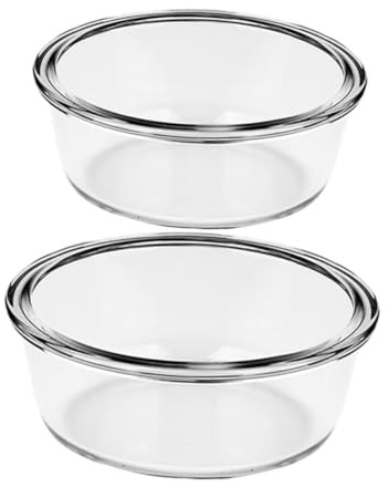 Alipis 2 Stück Glasbackschüssel aus Glas 650ml und 1000ml, Rund | Glasschale für Airfryer, Glatte Oberfläche, Hitzebeständig, Leicht zu Reinigen