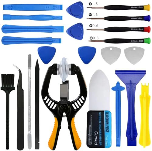 Hodyludy 23-Stück Handy Reparatur Werkzeug Set, Handy Öffnungswerkzeug, Kunststoff Öffnungswerkzeug, Saugnapf, Schraubendreher, Reparatur Öffnungs Werkzeug Kit für Handy, Laptop, Tablet, iPhone