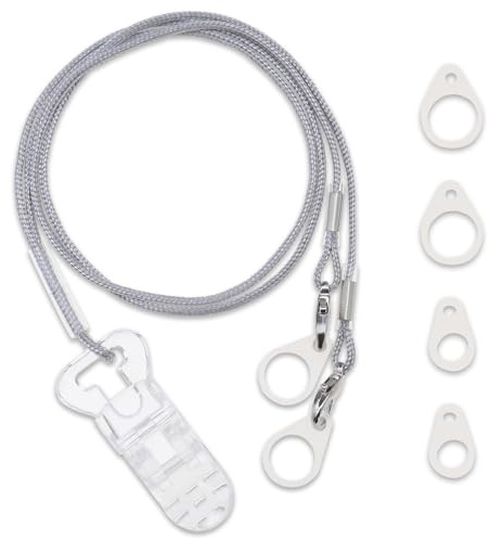 Hearing Aid Anti-Loss Lanyard Safety Retainer, Multiple Silicone Ring Sizes | Never Lose Your Hearing Aid Again! Ideal for Daily Use by Seniors and Children