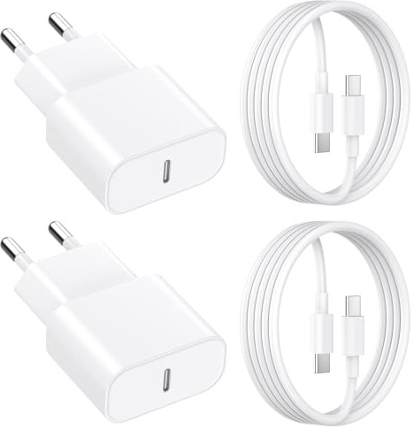 USB C Ladegerät Ladekabel für iPhone 17/17Pro/16 16e 15/16 15 Pro/16 15 Pro Max/16,2Pack 20W USB C Power Adapter mit 2M Kabel Schnellladekabel für iPad Pro/Air/10.Generation,Schnellladegerät Stecker