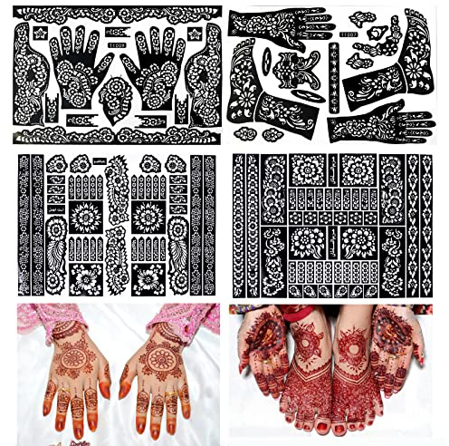 tattoo kit,Indian Temporary Tattoo Stencils Glitter Airbrushing DiyTattoo Stencils Body Art Templates, Hands Feet Leg Arm Tattoo Stickers