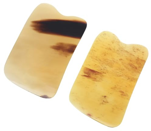 HIAKDOFT 2 Pièces Plaque de Massage Corne de Bœuf Carrée pour Grattage et Relaxation Musculaire Couleur Aléatoire Outil Spa Acupuncture Couleur Aléatoire