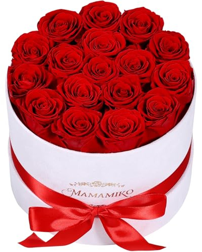 17 Preserved Roses in Suede Box, Real Red Rose, Gifts for Women Her | Forever Eternal Roses, Fresh Flowers, Gift Box&Card, Birthday Gifts for Mum Her,Anniversary present for Wife Girlfriend