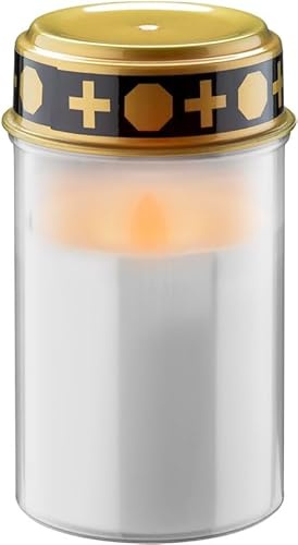 goobay 77771 LED Grave Light with Battery, Grave Candles, Outdoor Graveyard Candles, Grave Lights, Eternal Light, Grave Lamp, White, Battery Operated, 2 x AA Mignon (Not Included)