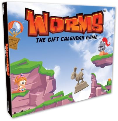 mantic Worms: The Board Game Adventskalender | 24-tägiges Build-to-Play-Brettspiel | Enthält Würmer Figuren, Gelände, Würfel & Spielsteine | Lustiges Familien-Mayhem für 2-4 Spieler