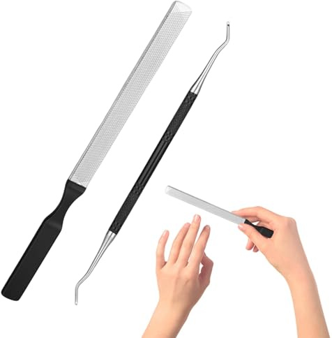 2Pcs Toe Nail Files for Thick Nails, Long Steel Nail File for Onychomycosis | Dual-Ended Toenail Lifter, Nail Tools for Ingrown and Thick Nails