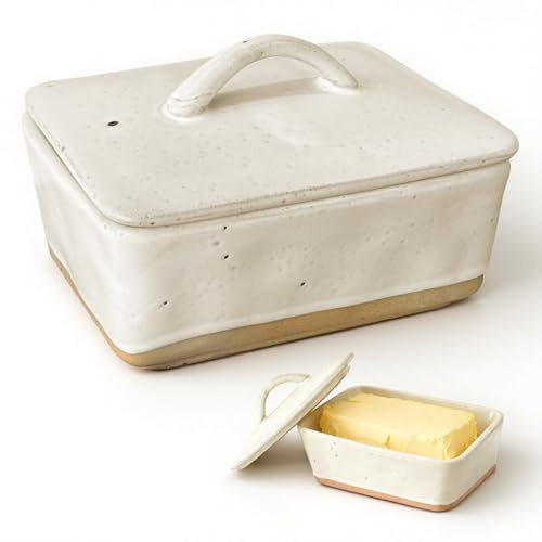Mantequera de alta calidad, Campana para mantequilla para mantenerla untable, Caja de mantequilla con diseño, Recipiente para mantequilla apto para todos los tamaños estándar, Apto para lavavajillas