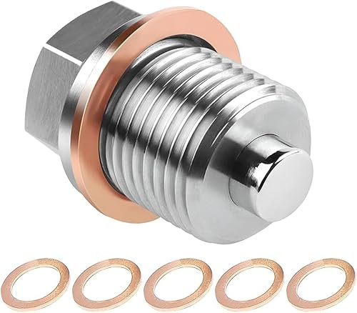 Magnetische Ölablassschraube M18x1,5 Magnet Dichtung Ölwannenablassmutter | Mit 5 Stück Kupferdichtung, Magnetische Ölwannenwanne Schraube Dichtring Ölablassschraube Auto Ölschraube Adapter