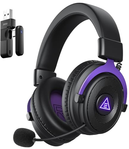 EKSA E900WT Wireless Gaming Headset for PC PS5 PS4, 2.4 GHz USB & Bluetooth 5.4 Gaming Headsets with Microphone Noise Canceling, 80H Battery, Type-C, All Day Comfort Computer Headset