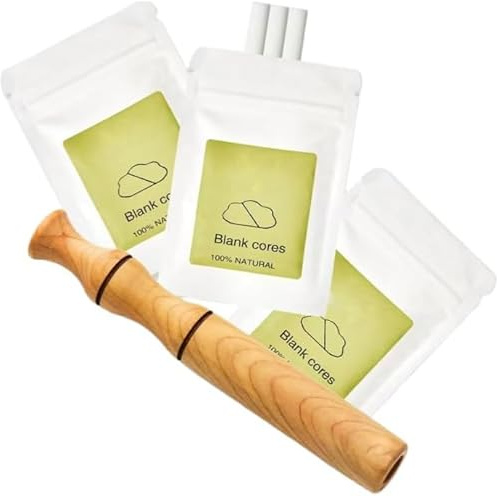 Inalatore per aromaterapia con oli essenziali, inalatore per smettere di fumare, diffusore personale in legno per oli essenziali, con 3 confezioni di stoppini in cotone vuoti - Xian di Tlingmeixian