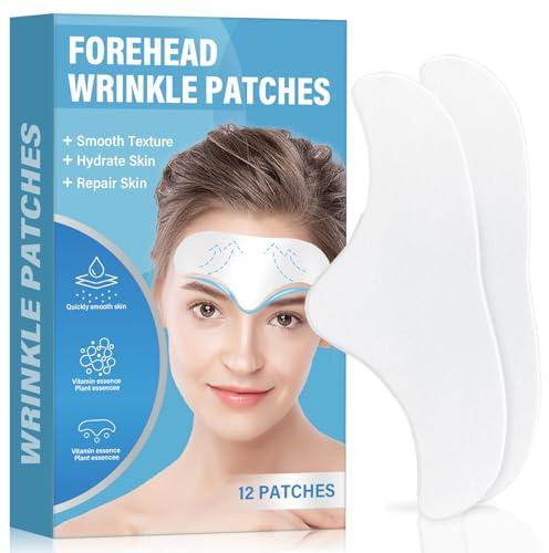 Zornesfalte Pflaster, Face Tape, 12 Stück | Falten Pflaster Gesicht Stirnfalten Glätten, Feuchtigkeitsspendende Pads mit Vitamin und Pflanzenessenz für Glatte Hautpflege