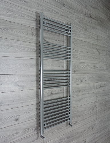 companyblue 600mm Wide Chrome Heated Towel Rail Radiator Flat/Straight Ladder for Stylish Bathroom (600 x 1500 mm 22mm)