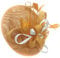 Caprilite Gold Mustard and White Sinamay Big Disc Saucer Fascinator Hat for Women Weddings Headband