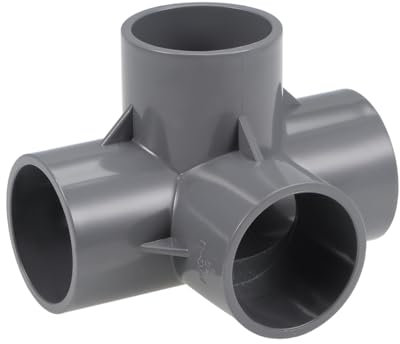 sourcing map Raccord 4 Voie Tuyau PVC coudé T pour Meuble irrigation Gris 40mm 4Pcs