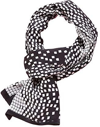 UK_Stone Klassisch Seidenschal Schwarzweiß Halstuch Herren Schal Schwarz Weiß Block Quadrat Diamant