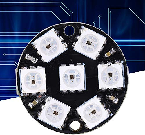 ViaGasaFamido 10Pcs Panel de lámpara LED Práctico Anillo Redondo LED Placa de Desarrollo del Controlador Circuito de Control Color Luz Cjmcu 7 bits WS2812 5050 RGB