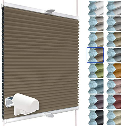 SchattenFreude Waben-Plissee für Fenster | 100% verdunkelnd/Blackout | Mit Klemm-Haltern | Klemmfix ohne Bohren | Braun (Weiße Rückseite), Breite: 115cm x Höhe: 130cm