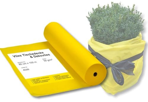 AGRI plus Deko Frostschutzvlies 0,8 x 100 m I Wintervlies für Pflanzen & Töpfe I 50 g/m² hochwertiger Dekorationsstoff in gelb I Reißfestes Gartenvlies I Pflanzenvlies zur Überwinterung